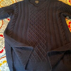 Market & Spruce Blue V-Neck Cable Knit tunic Sweater